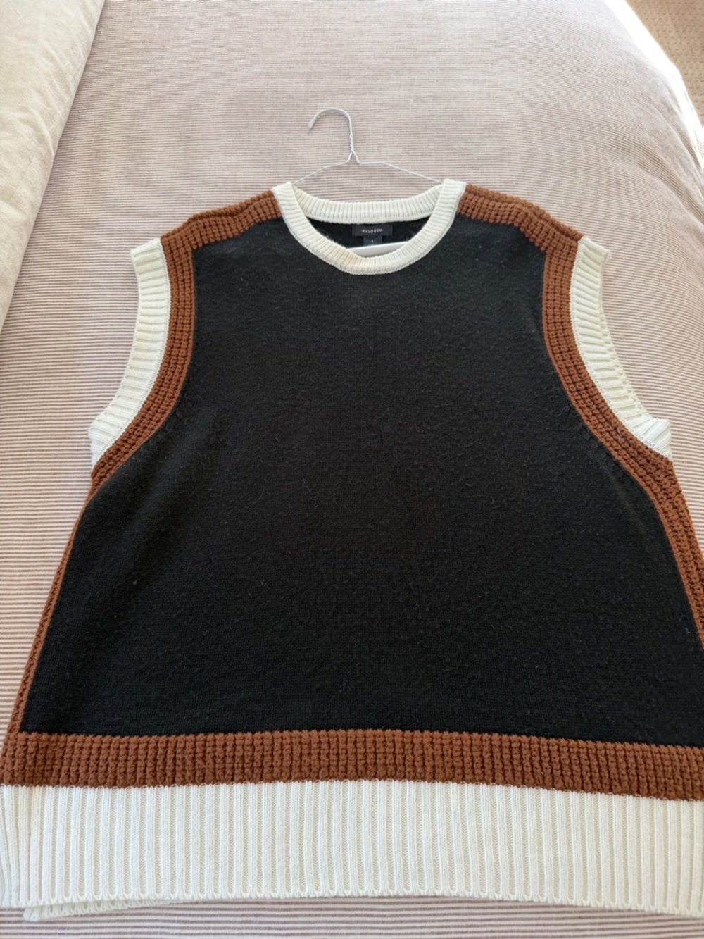 Halogen Black, Brown & Cream Knit Sweater Vest